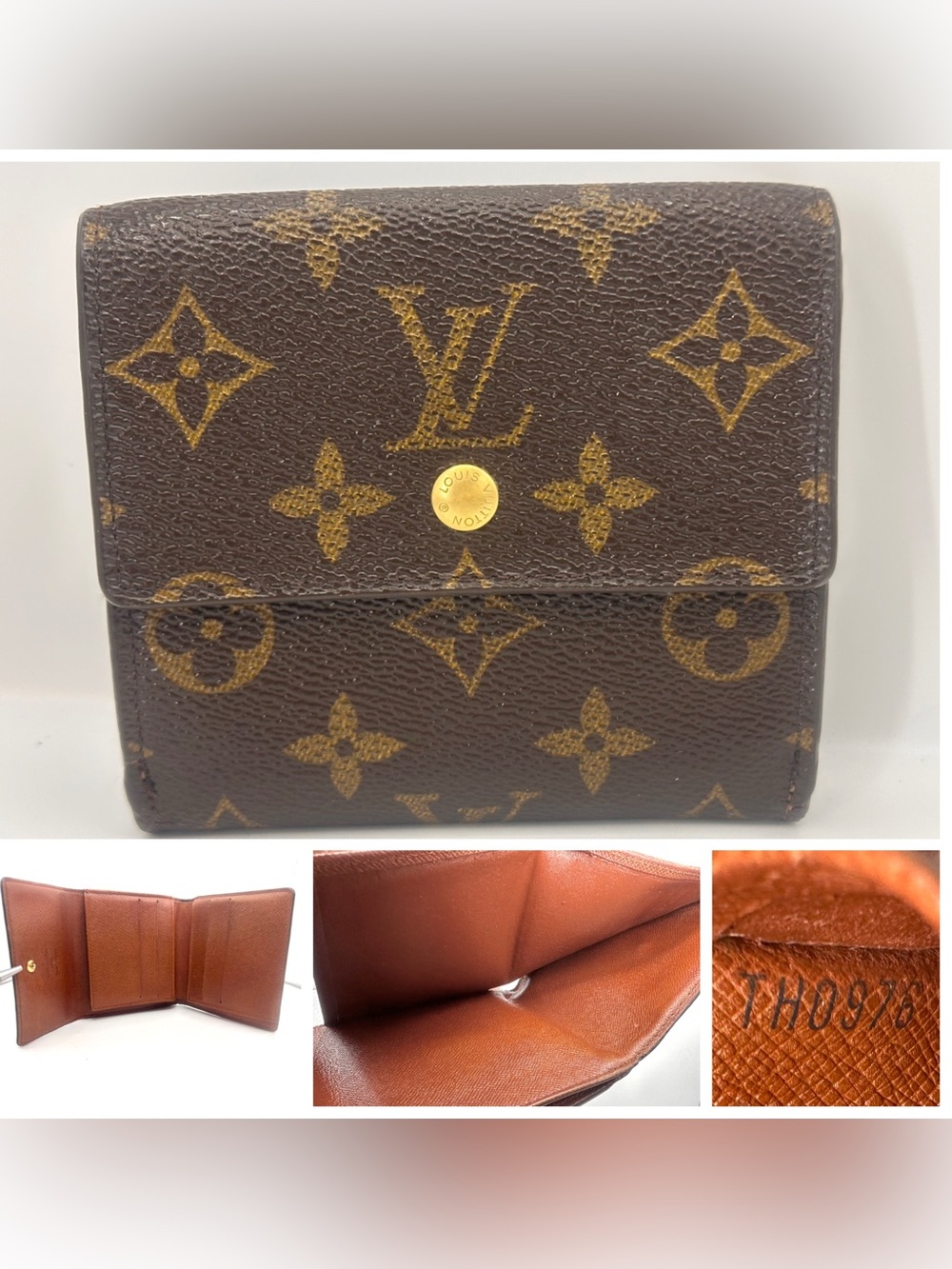 Louis Vuitton Monogram Elise Trị Fold Compact wallet good condition TH0976